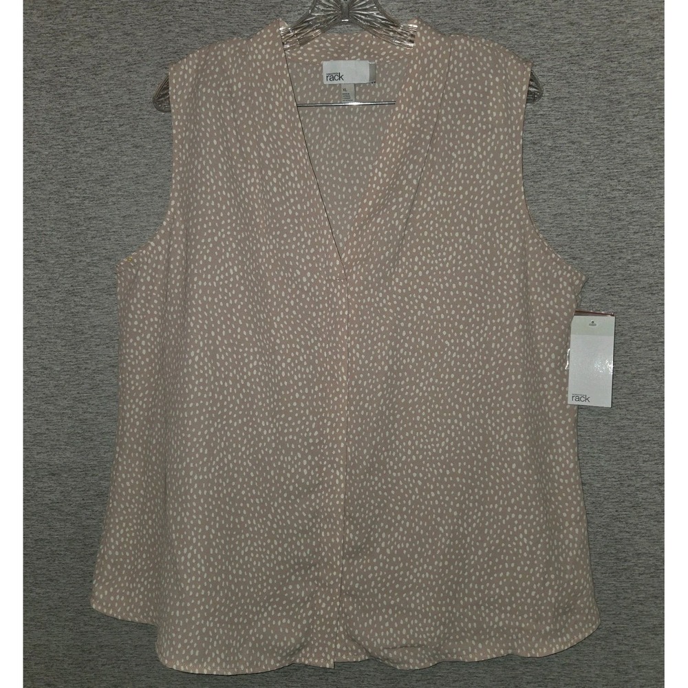 Nordstrom Rack Sleeveless V-Neck Blouse Women's XL Sheer Button Up Top Pale Pink